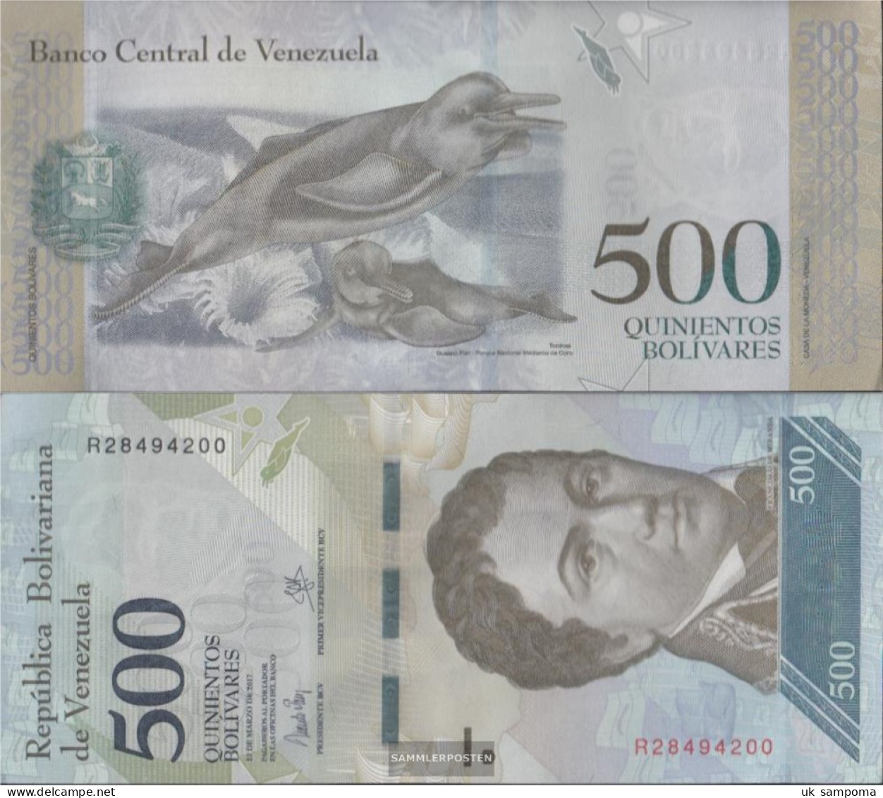 Venezuela Pick-number: 94b Uncirculated 2017 500 Bolivares - Venezuela