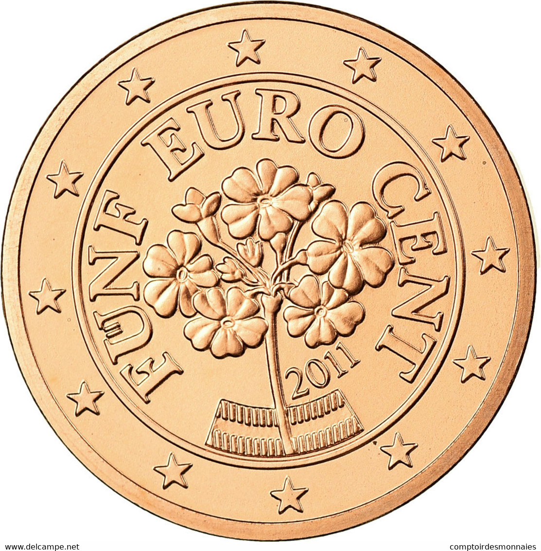 Autriche, 5 Euro Cent, 2011, FDC, Copper Plated Steel, KM:3084 - Autriche