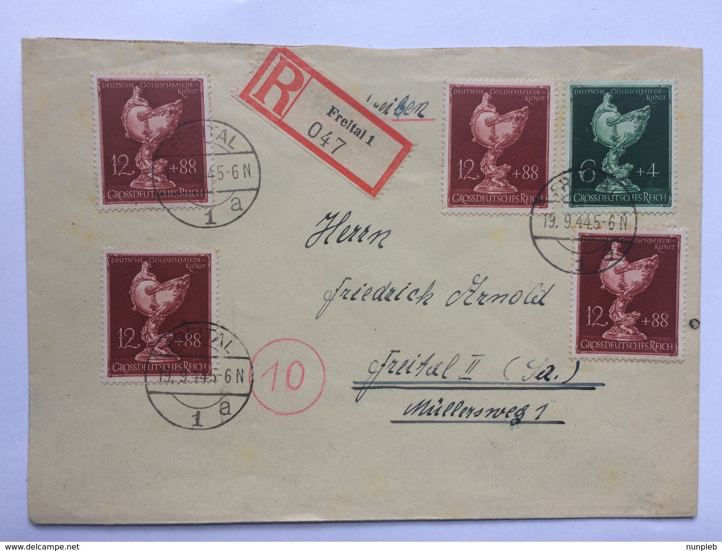 GERMANY 1945 Cover Registered Freital Intenal - Goldschmeide Kunst - Briefe U. Dokumente