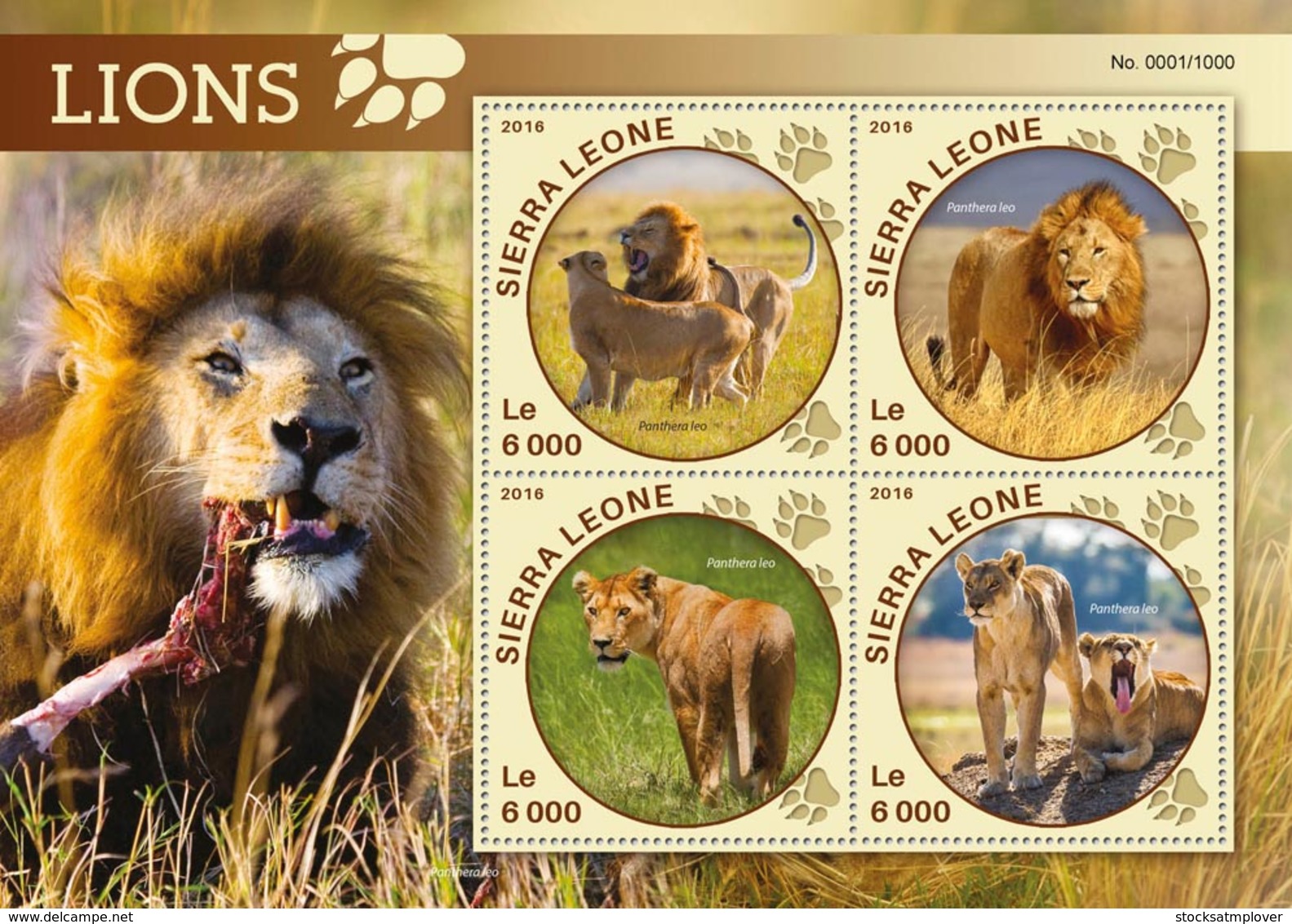 Sierra Leone   2016  Fauna  Lions - Sierra Leone (1961-...)