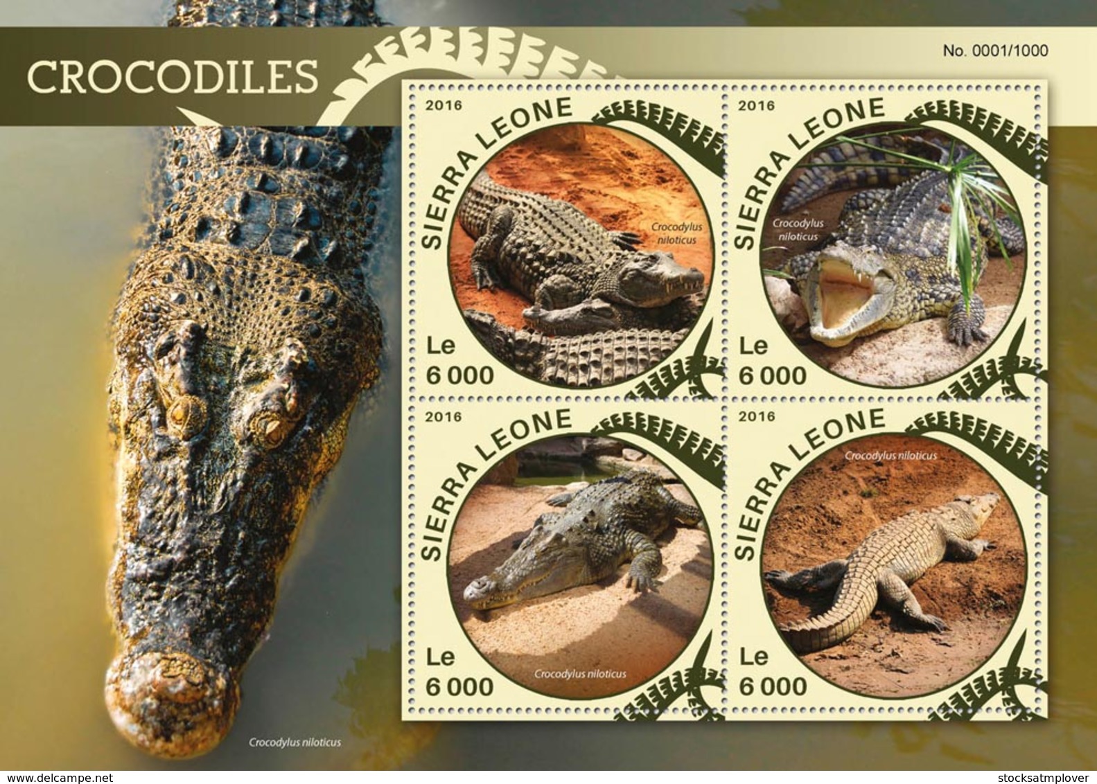 Sierra Leone   2016  Fauna  Crocodiles - Sierra Leone (1961-...)