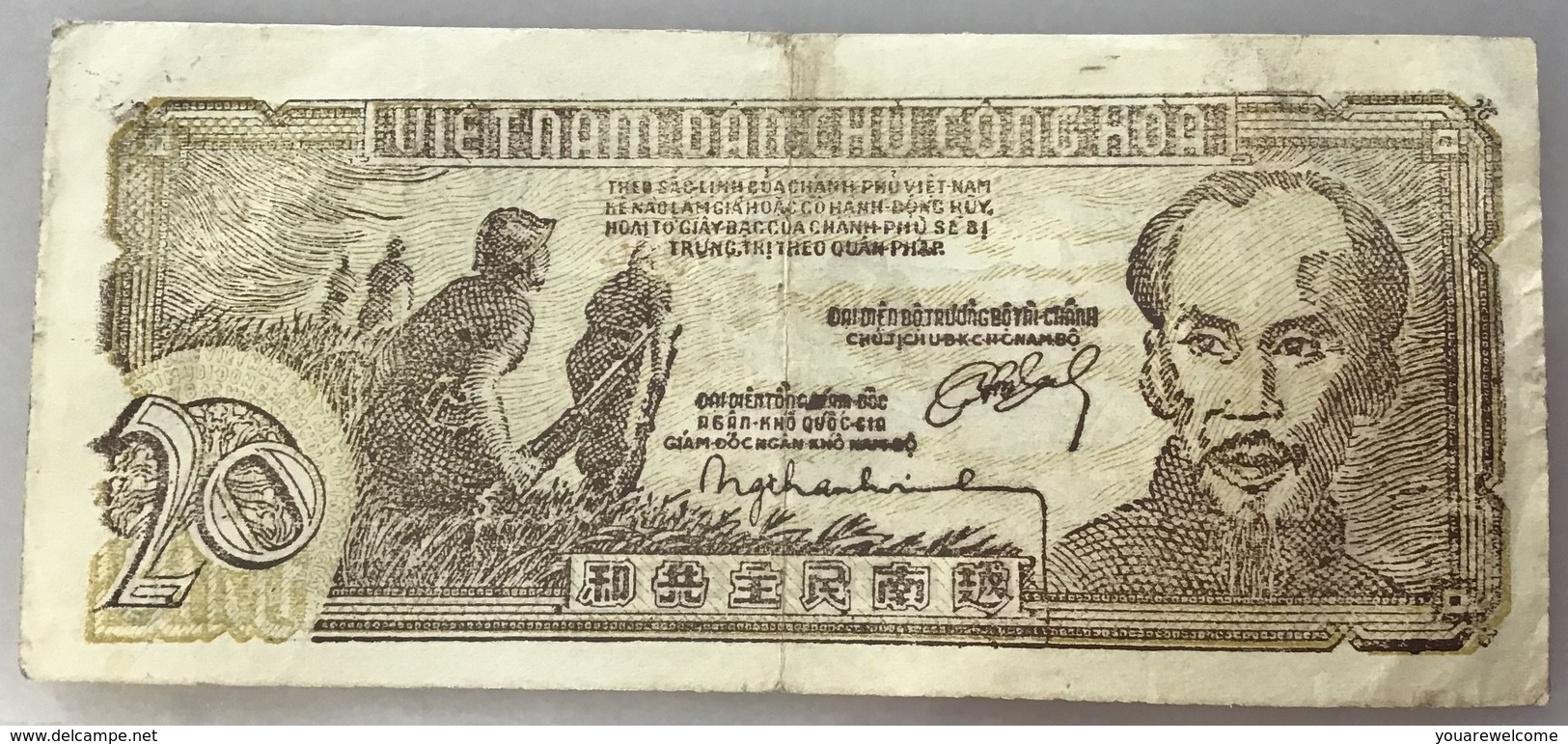 Vietnam ND (1948) 20 Dông, P. 26 VF + Soldiers At Left (banknote Billet Viet Nam Paper Money Geldschein - Vietnam