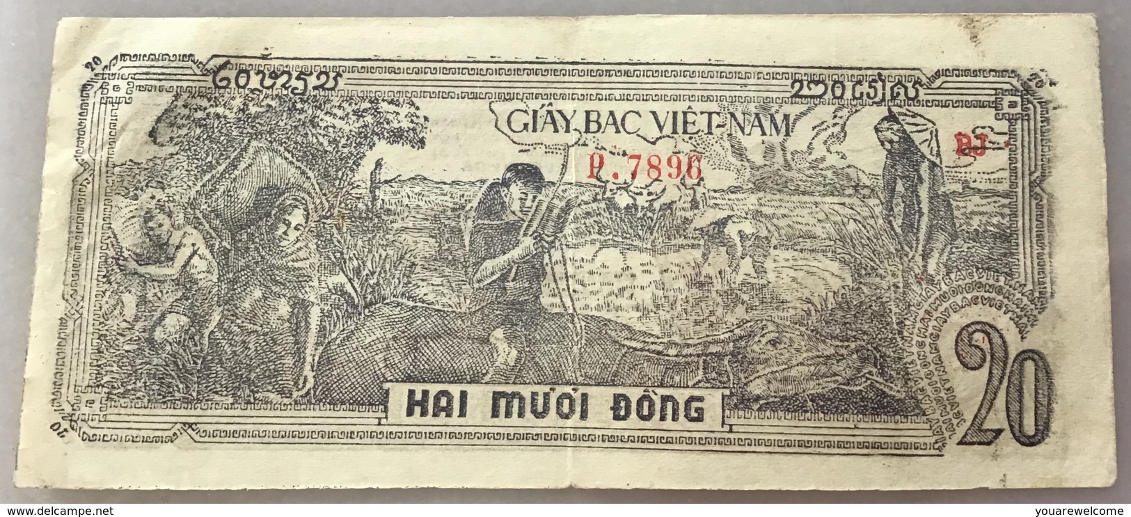 Vietnam ND (1948) 20 Dông, P. 26 VF + Soldiers At Left (banknote Billet Viet Nam Paper Money Geldschein - Viêt-Nam