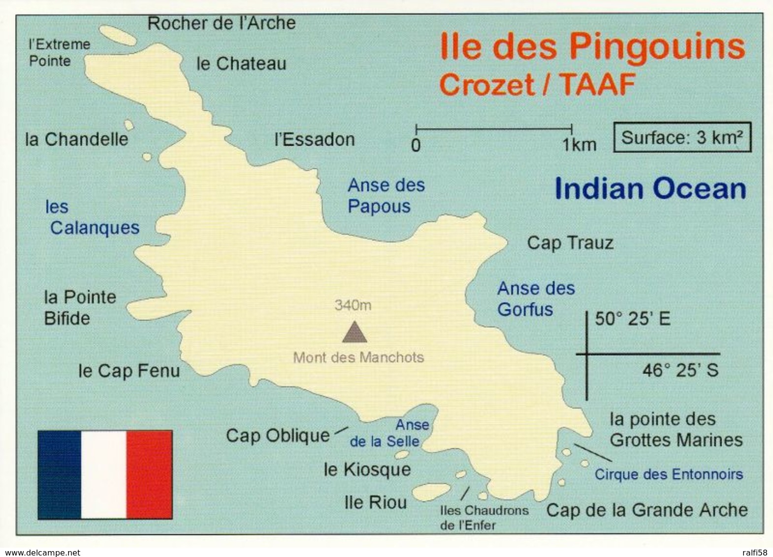 1 MAP Of Ile Des Pingouins * Die Insel Pingouins Gehört Zu Den Crozet Inseln * TAAF * Insel Im Indischen Ozean * - Cartes Géographiques