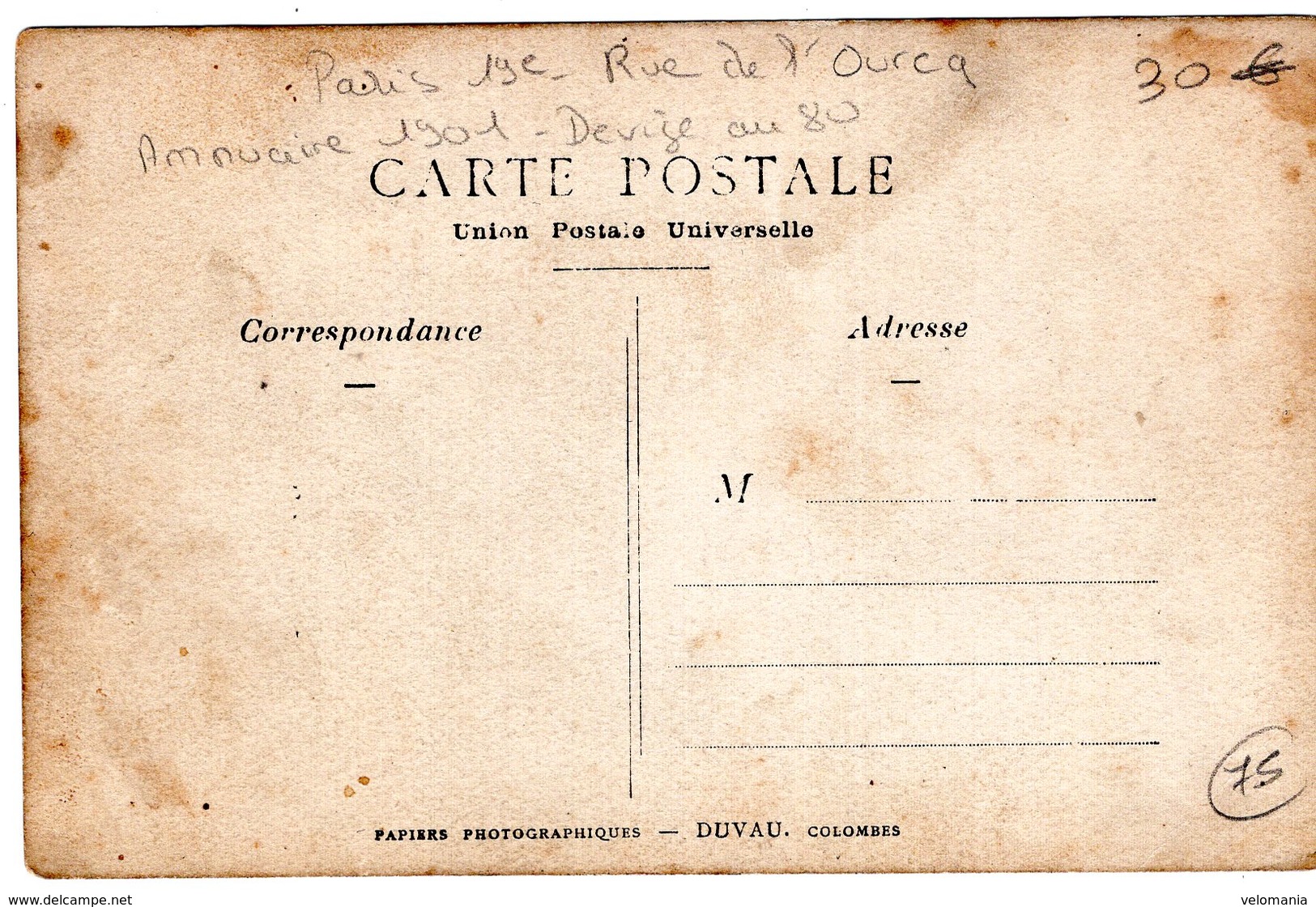 S2427 Cpa Paris - 80 Rue De L'Ourcq, Restaurant Maison Devige " Annuaire 1901 " - Arrondissement: 19