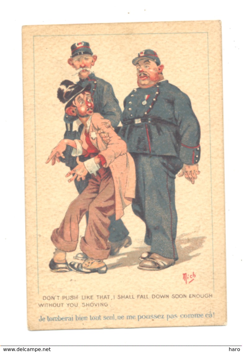 FANTAISIE - Illustrateur " Mich" Clochard, Ivrogne Et Policiers , Police, Policier,...(po1) - Mich