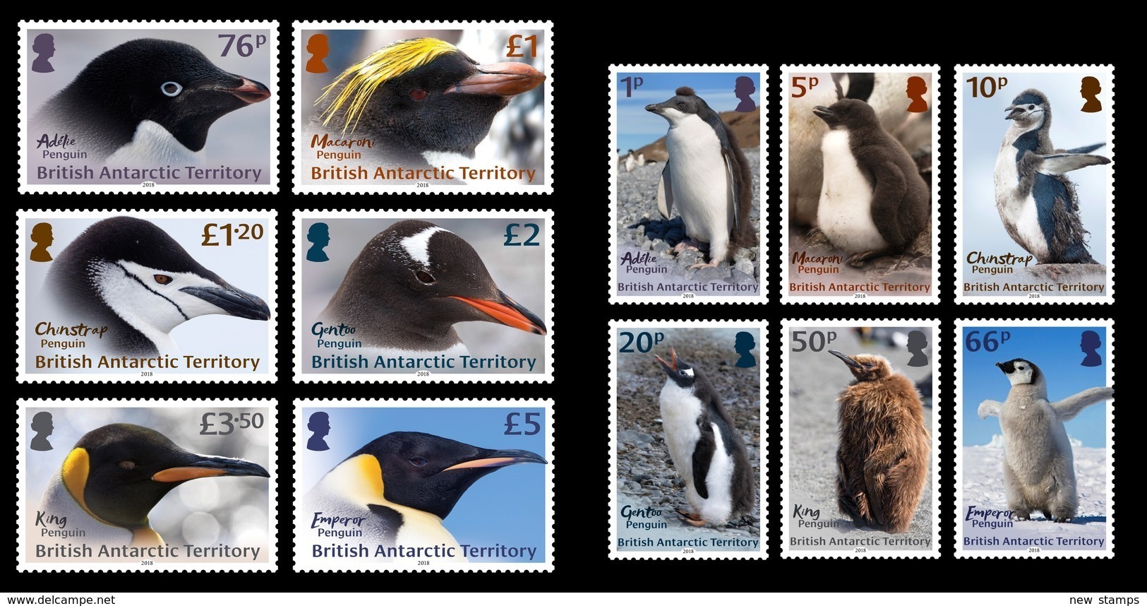 British Antarctic Territory BAT 2018 Penguins And Chicks Definitive 12v MNH - Unused Stamps