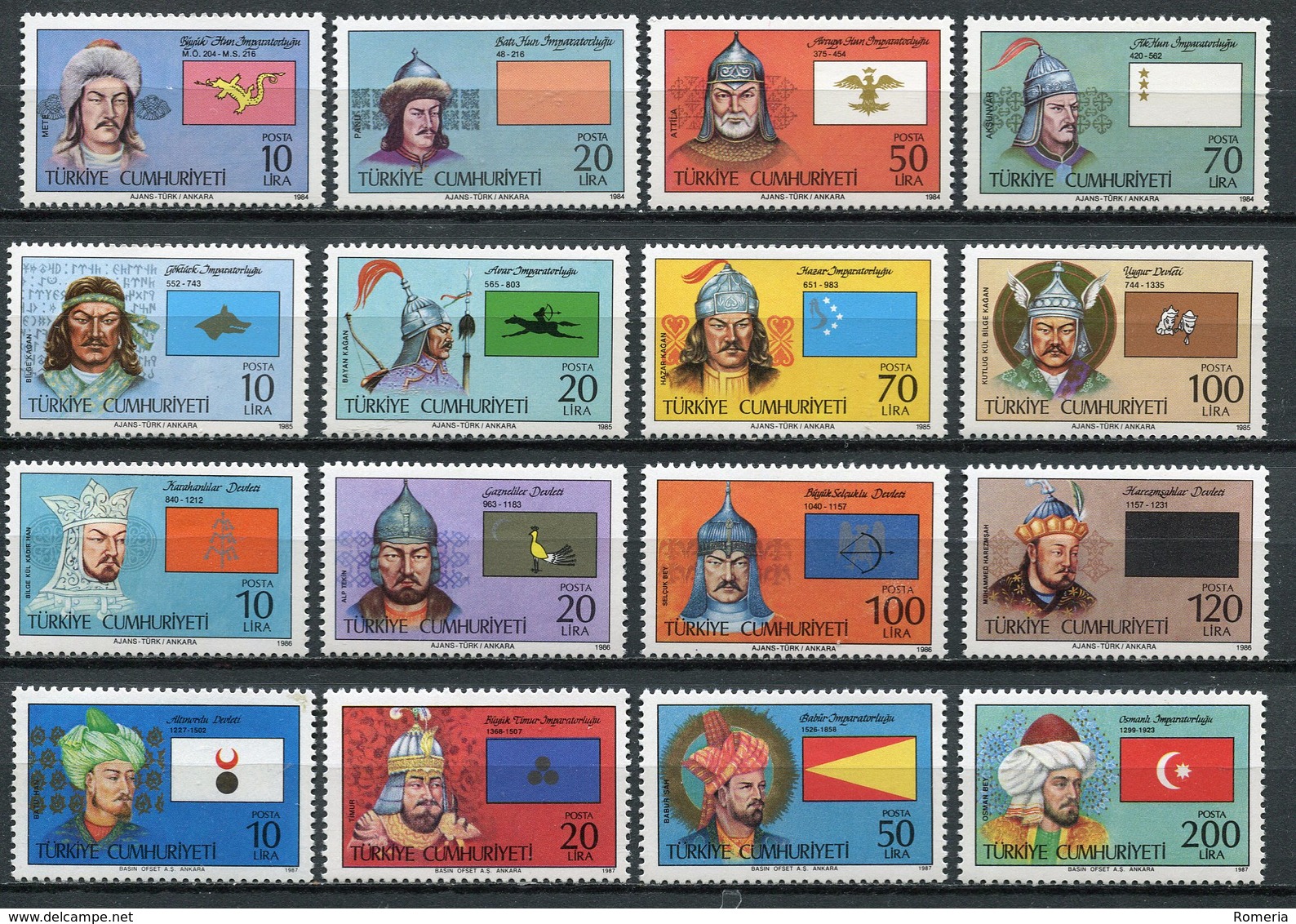 Turquie - 1984 -> 1987 - Yt 2431/2434 - 2468/2471 - 2502/2505- 2540/2543 - Fondation Des Etats Turcs - Série Complète ** - Unused Stamps