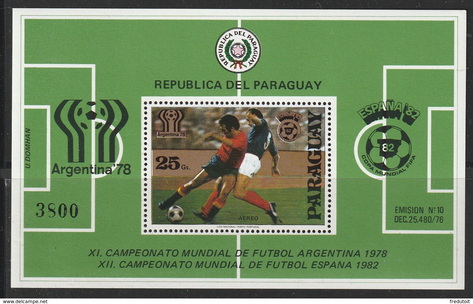 PARAGUAY - BLOC N°343 ** (1979) Football / Argentina 78 + Espana 82 - 1978 – Argentine