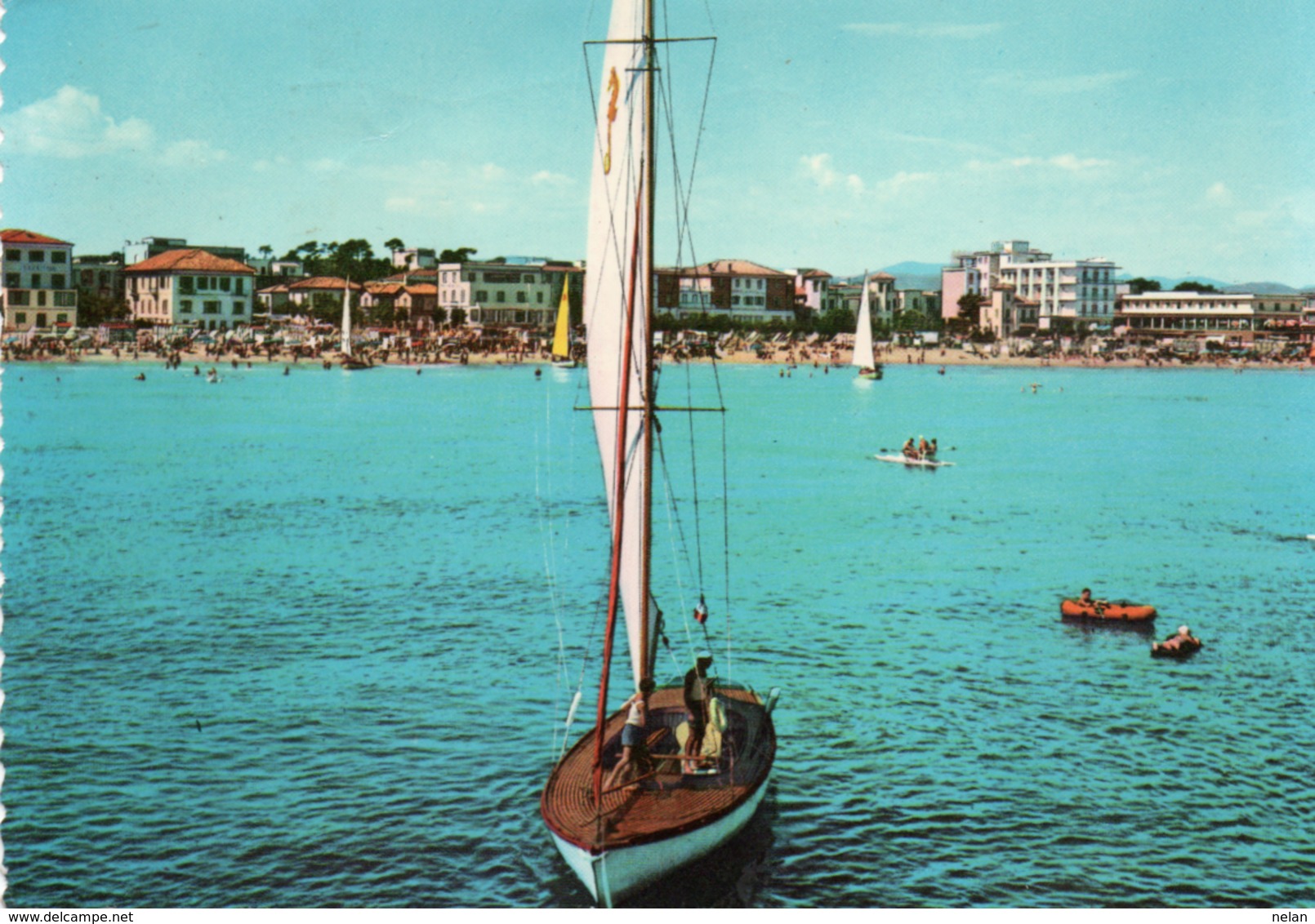 CATTOLICA-LA SPIAGGIA VISTA DAL MARE-VIAGGIATA1959-  F.G - Rimini