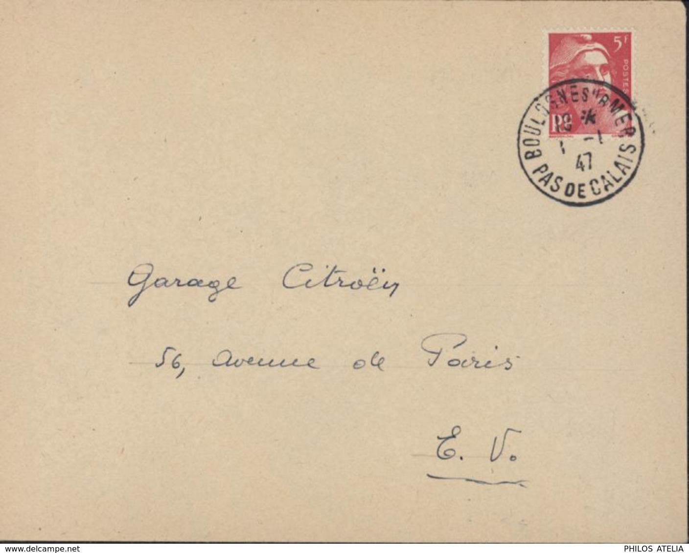 YT 719A Marianne Gandon 5F Rose Seul Sur Lettre 1er Premier Et Seul Jour De Tarif CAD Boulogne S Mer 18   1 1 47 - Tarifs Postaux