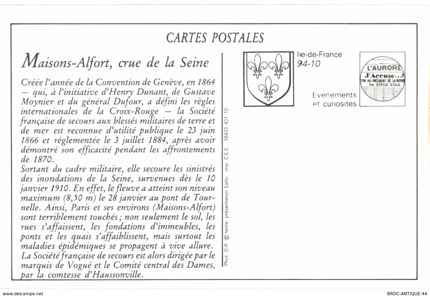 CPA N°24734 - CRUE DE LA SEINE - JANVIER 1910 - MAISONS ALFORT - DAMES DE LA CROIX ROUGE - REPRODUCTION - Maisons Alfort