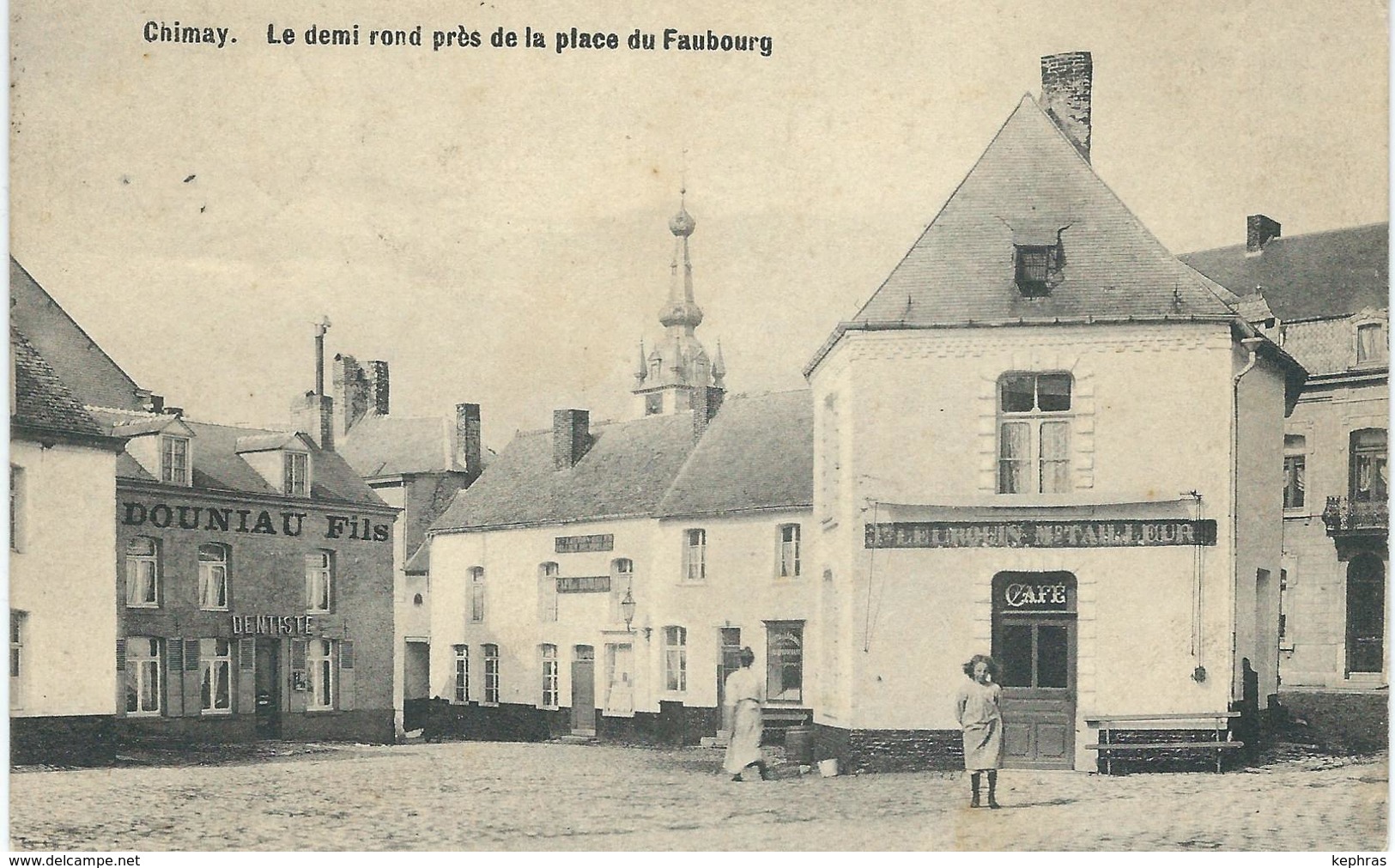 CHIMAY : Le Demi Rond Près De La Place Du Faubourg - TRES RARE CPA - Cachet De La Poste 1919 - Chimay