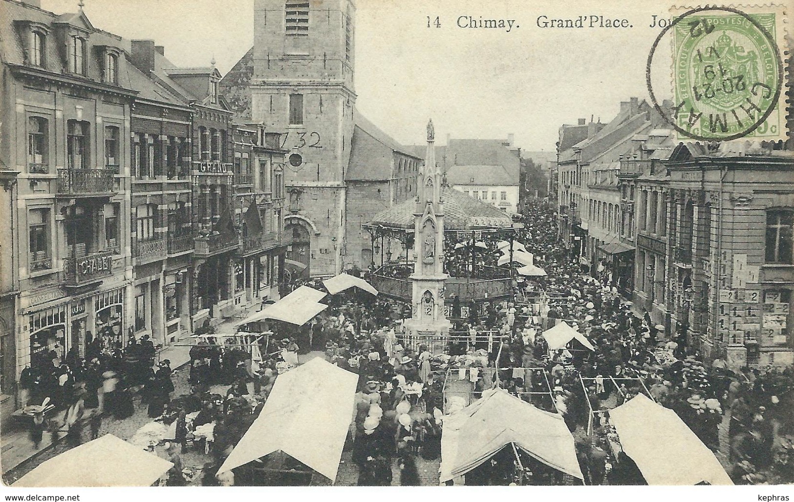 14 CHIMAY : Grand'Place - Un Jour De Marché - Cachet De La Poste 1912 - Chimay