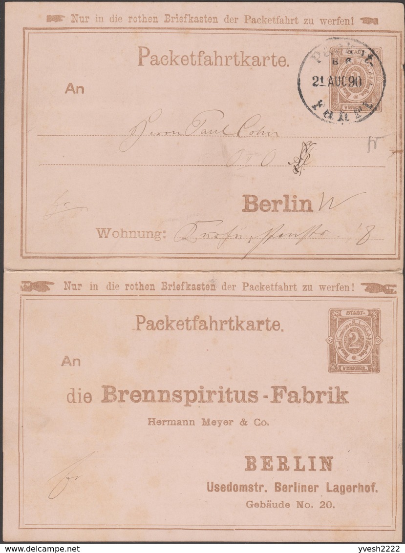 Berlin 1890. Poste Privée, Entier Postal Timbré Sur Commande.Alcool Dénaturé (alcool à Brûler), Gaz, Pétrole, Charbon - Gaz