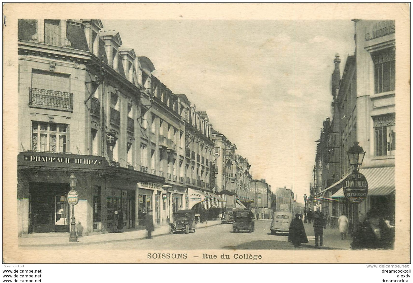 02 SOISSONS. Pharmacie Et Voitures Anciennes Rue Du Collège 1938 - Soissons