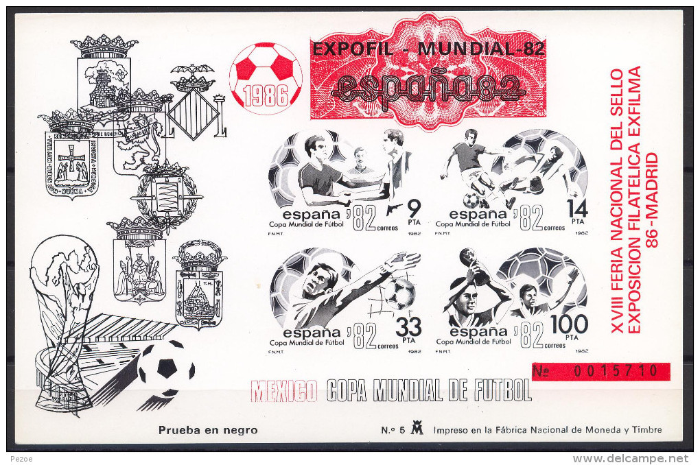 Football / Soccer / Fussball - WM 1986:  Spanien  Schwarzdruck - Roter Aufdruck (*) - 1986 – Mexico