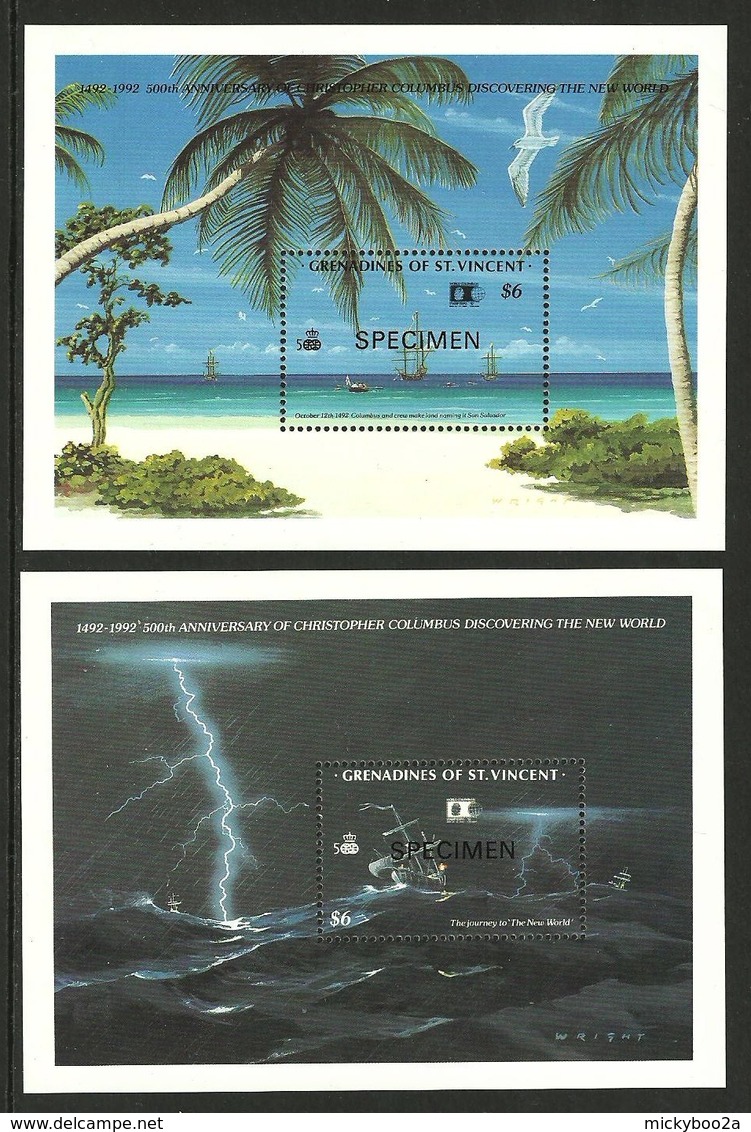 ST VINCENT GRENADINES 1992 SHIPS COLUMBUS DISCOVERY USA SPECIMEN M/SHEETS MNH - St.Vincent & Grenadines