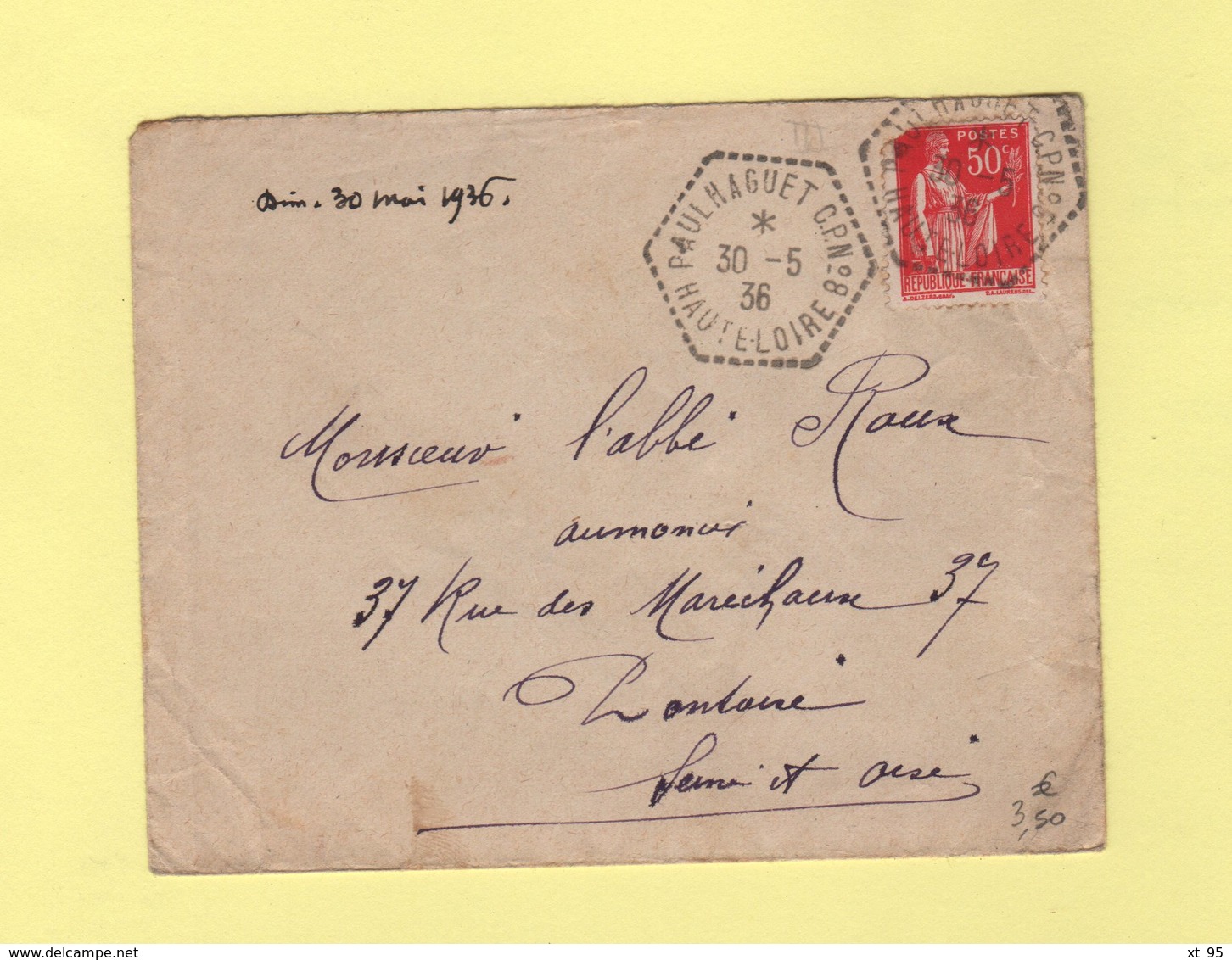 Paulhaguet CP N°8 - Haute Loire - 30-5-1936 - Correspondants Postaux - 1921-1960: Période Moderne