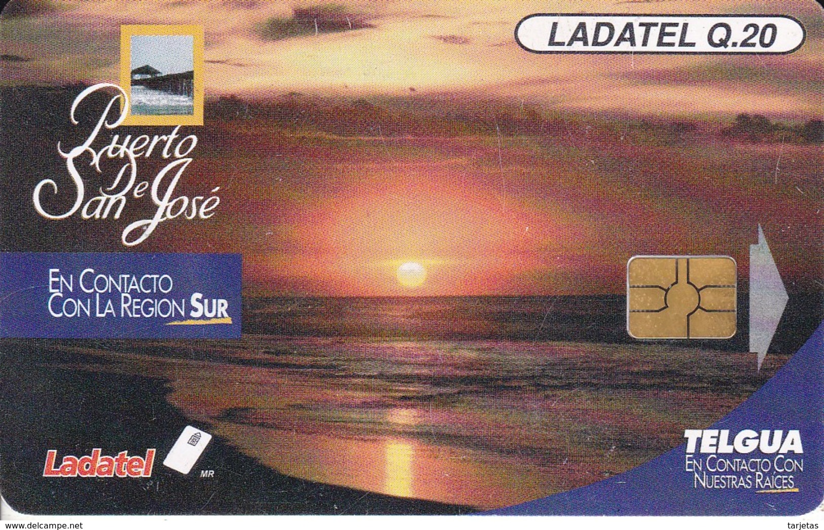 TARJETA DE GUATEMALA DE EL PUERTO DE SAN JOSE CHIP NEGRO  (PUESTA DE SOL-SUNSET) - Guatemala