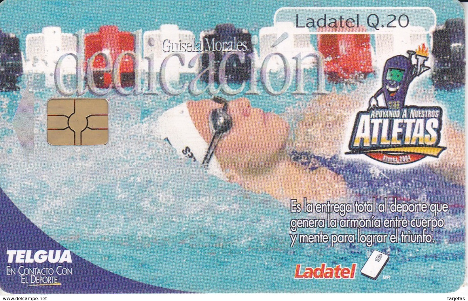 TARJETA DE GUATEMALA DE ATLETAS - NATACION (LADATEL-TELGUA) - Guatemala