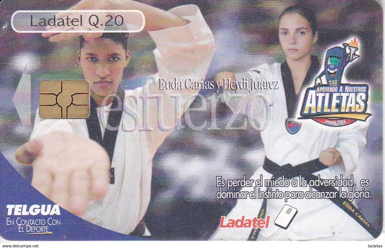 TARJETA DE GUATEMALA DE ATLETAS - KARATE (LADATEL-TELGUA) - Guatemala