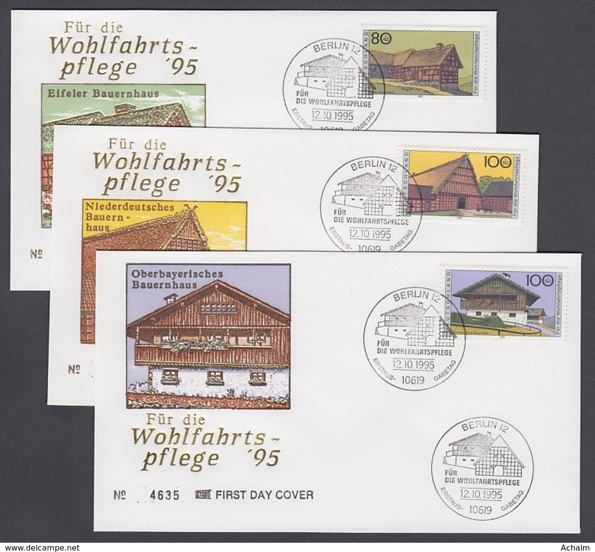 Germany-BRD FDC 1995 - MiNr. 1819, 1821, 1822 - Für Die Wohlfartspflege - Bauernhäuser (B) - Other & Unclassified