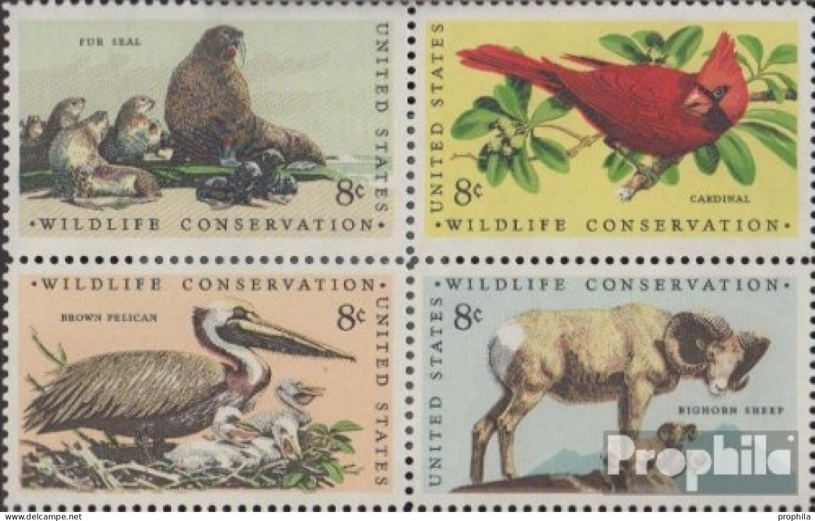 USA 1079-1082 Viererblock (kompl.Ausg.) Postfrisch 1972 Naturschutz - Unused Stamps