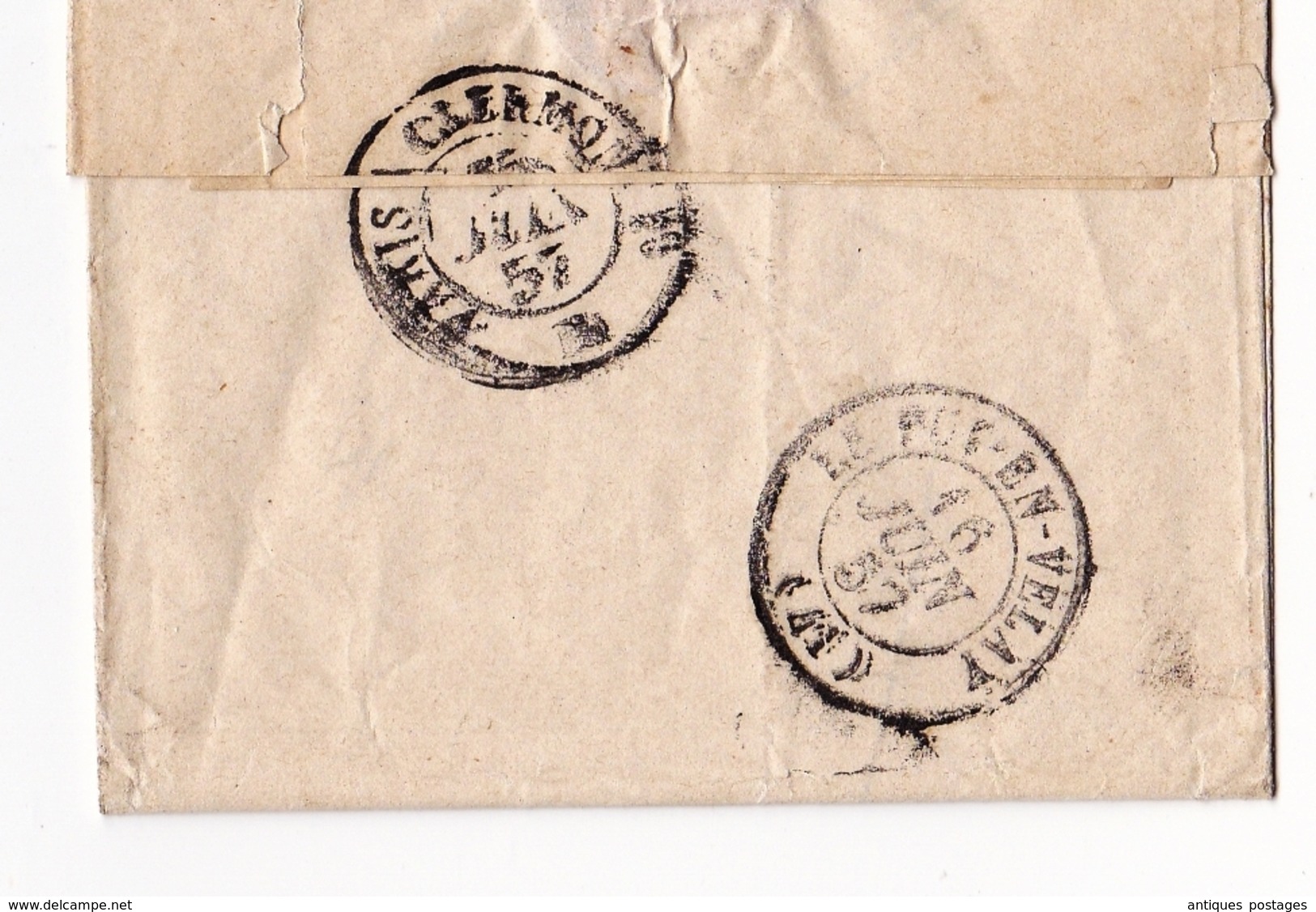 Lettre 1857 Paris Comptoir de l'Escompte Le Puy en Velay Timbre Napoléon III 40 Centimes