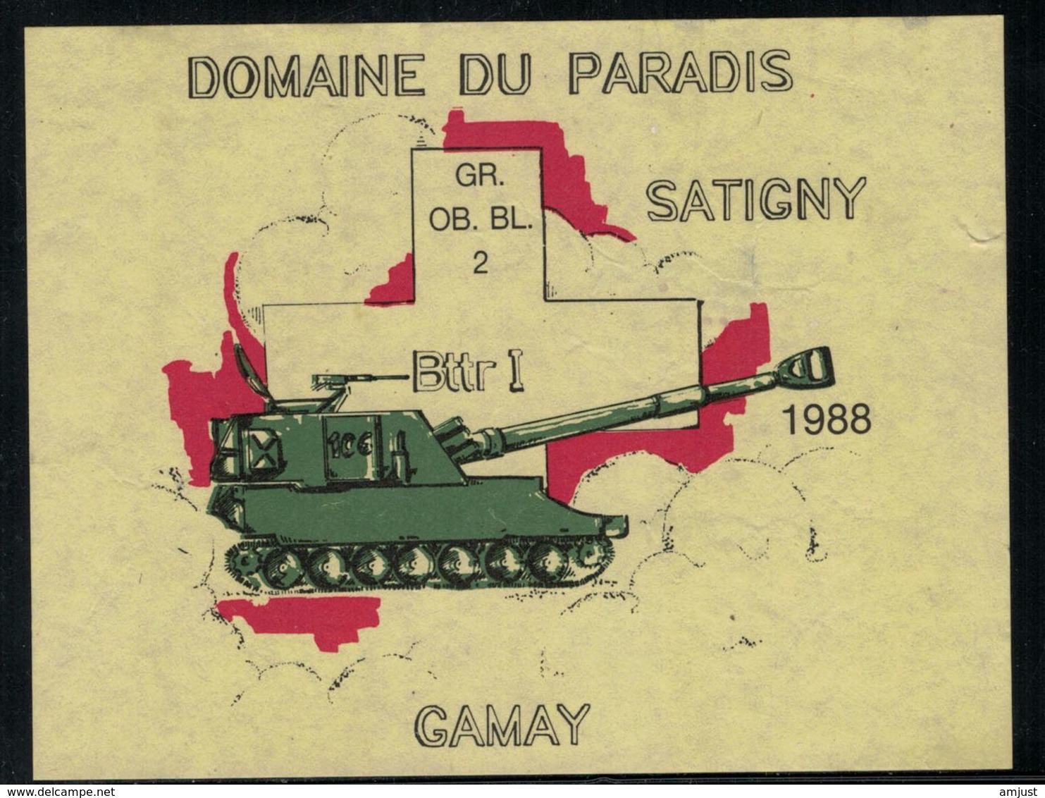Etiquette De Vin // Gamay De Satigny, Militaire, GR. OB. BL. 2 1988 - Militaire