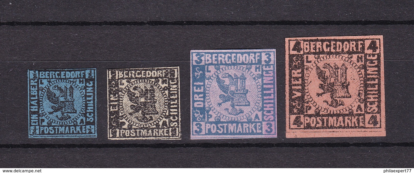 Bayern - 1861/67 - Michel Nr. 1/2 + 4/5 Neudrucke - Bergedorf
