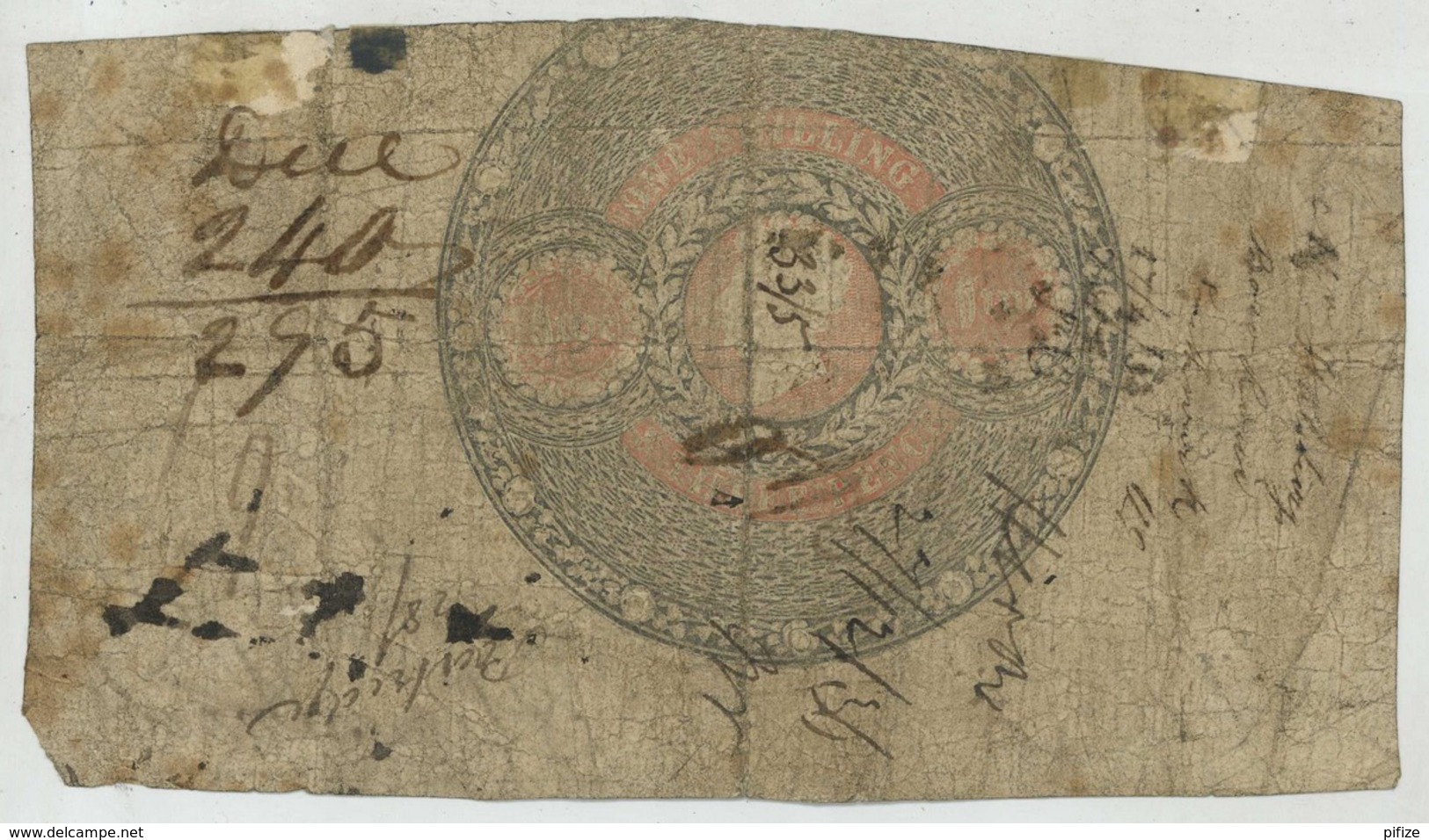 Rare Billet De 5 Shillings De La Gloucester City Old Bank . 1828 . - 5 Schilling