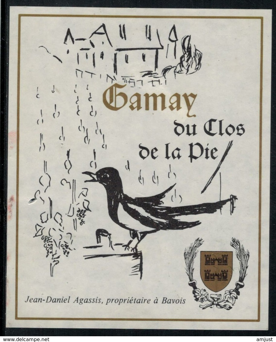 Etiquette De Vin // Gamay Du Clos De La Pie Bavois, Vaud, Suisse - Plumas