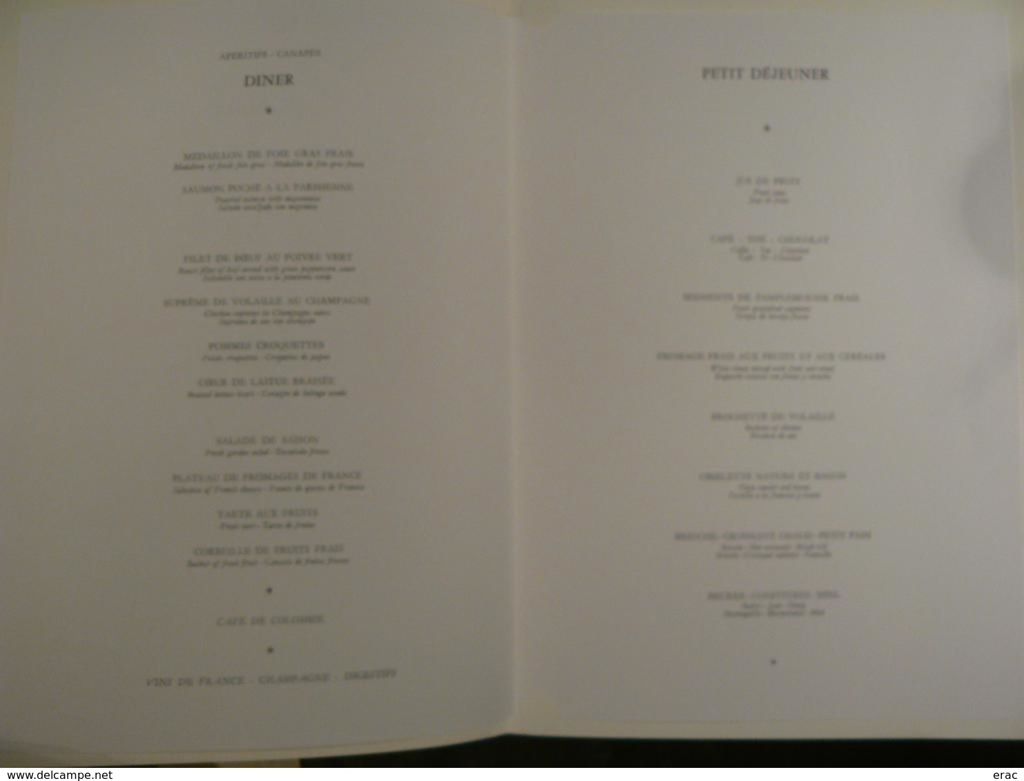 Menu Air France - Miami-Paris - Cartonnages Du XIXème - Boeing 747 - 1ère Classe - Menus