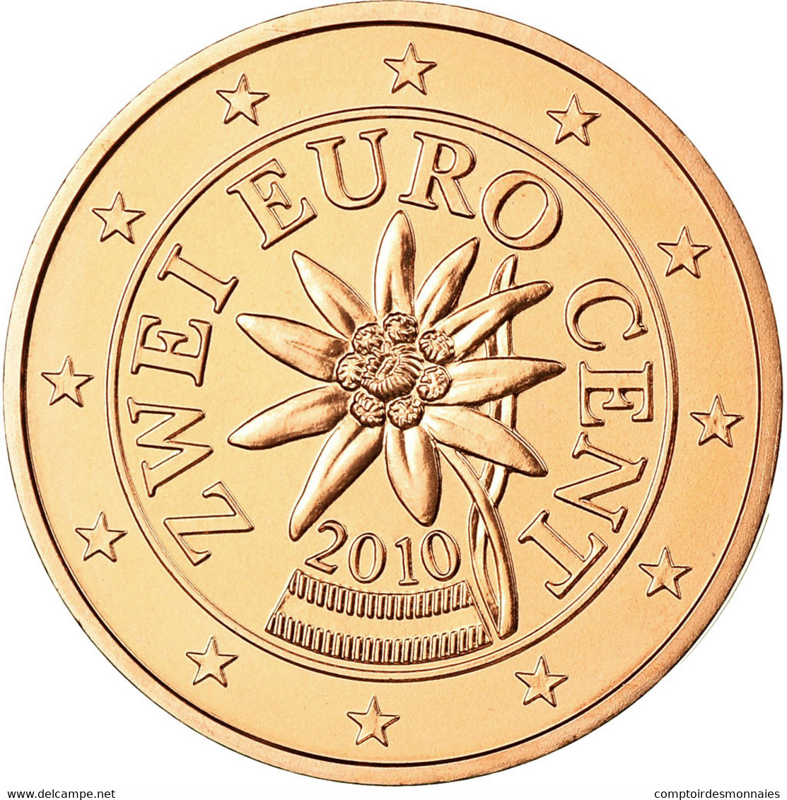 Autriche, 2 Euro Cent, 2010, FDC, Copper Plated Steel, KM:3083 - Autriche