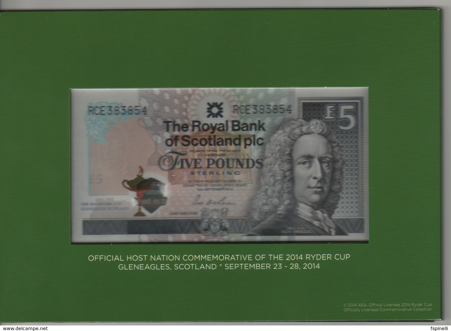 SCOTLAND   £5  "The Royal Bank Of Scotland"   P369 Commemorative  (GOLF  Ryder Cup Jubilee) 22.9.2014   UNC - 5 Pounds