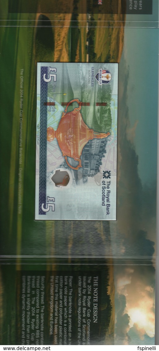 SCOTLAND   £5  "The Royal Bank Of Scotland"   P369 Commemorative  (GOLF  Ryder Cup Jubilee) 22.9.2014   UNC - 5 Pounds