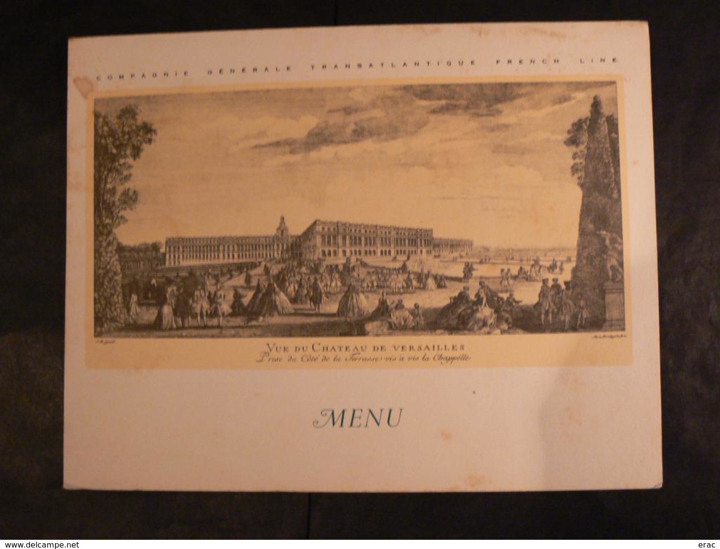 Menu Paquebot "SS Antilles" - 1er Août 1957 - Château De Versailles - Classe Cabine - Menus