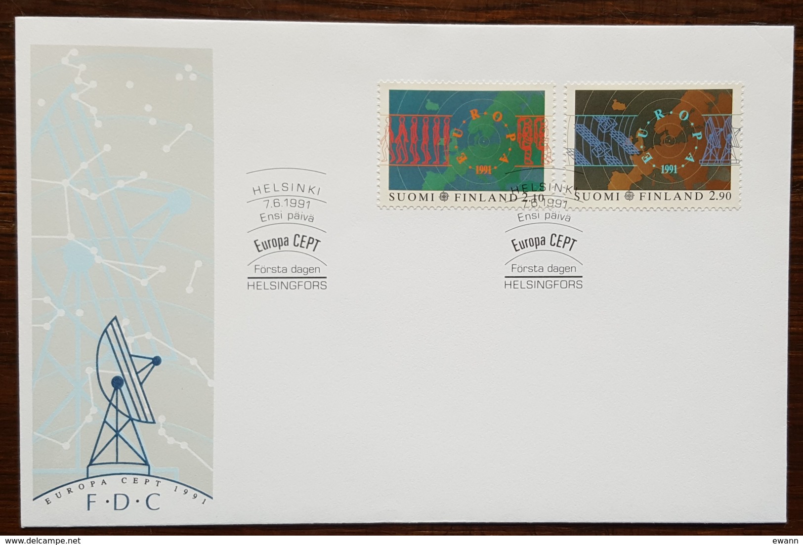 Finlande - FDC 1991 - YT N°1110, 1111 - EUROPA / L'EUROPE ET L'ESPACE - FDC