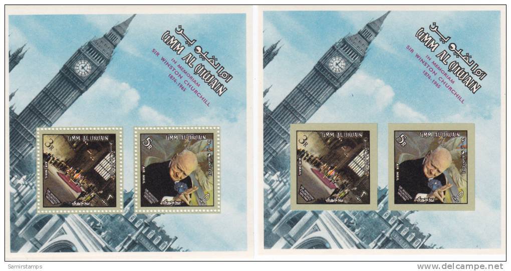Umm Al Qiwain, Churchill 2 Souvenir Sheets 1967 Perf+ Imperf-MNH- SKRILL PAYMENT ONLY - Umm Al-Qiwain