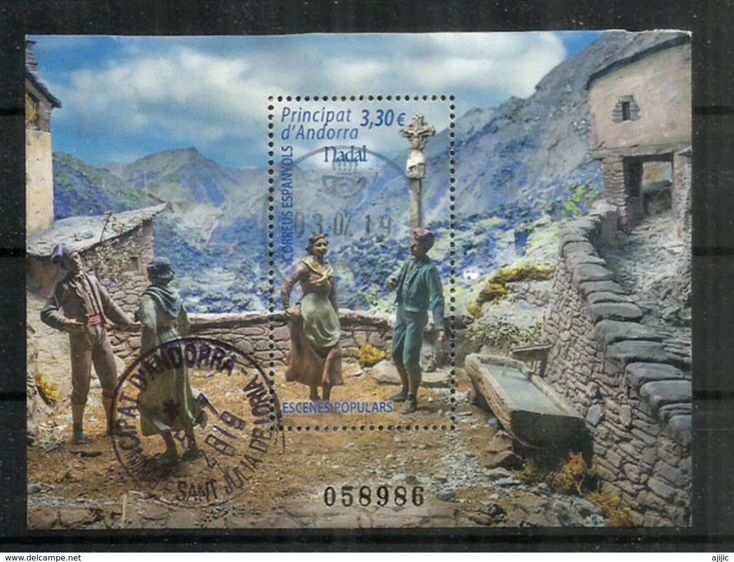 Festes Nadalenques Andorra, Escenes Popular NADAL 2018. Bloc-Feuillet Oblitéré 1 ère Qualité. Haute Faciale - Used Stamps