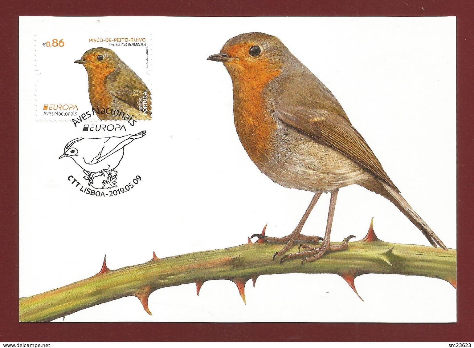 Portugal    2019 , EUROPA CEPT Birds - Aves Nacionals - Maximum Card - CTT Lisboa 2019.05.09 - 2019