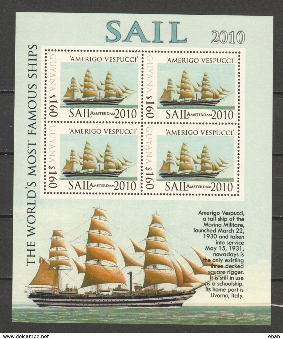 Guyana - SAIL 2010 - MNH Sheet MS AMERIGO VESPUCCI - Boten