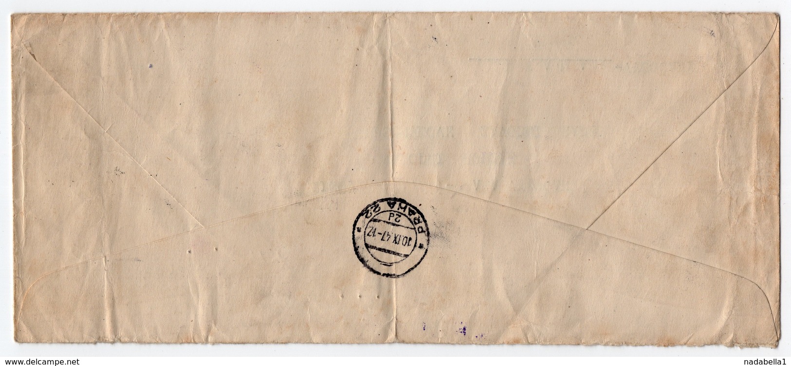 1947 YUGOSLAVIA, CROATIA, KORCULA TO PRAHA, CZECHOSLOVAKIA, REGISTERED MAIL - Covers & Documents