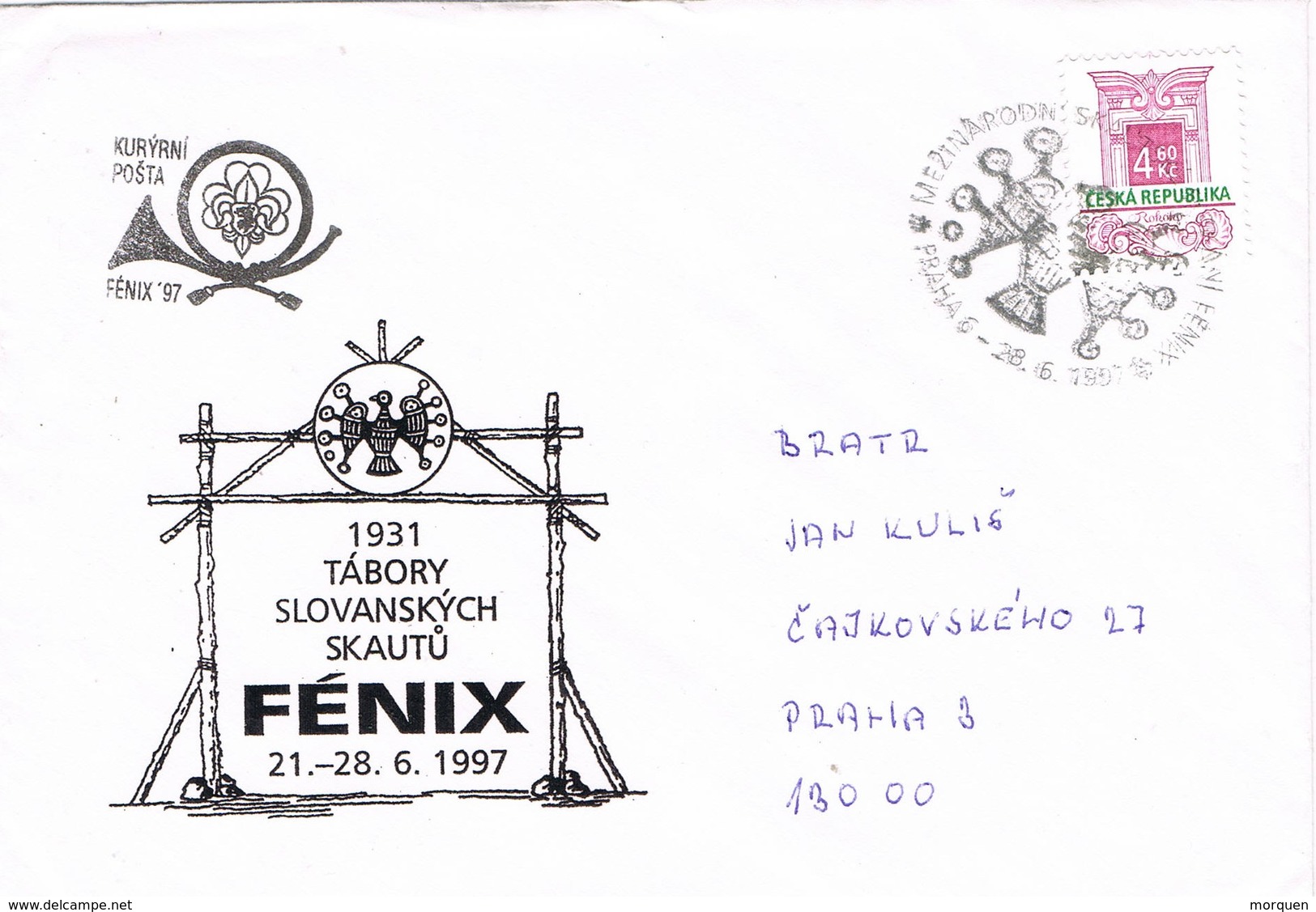 33349. Carta PRAHA (Republica Checa) 1997.  FENIX 97. Reunion SCOUTS, Exploradores - Cartas & Documentos