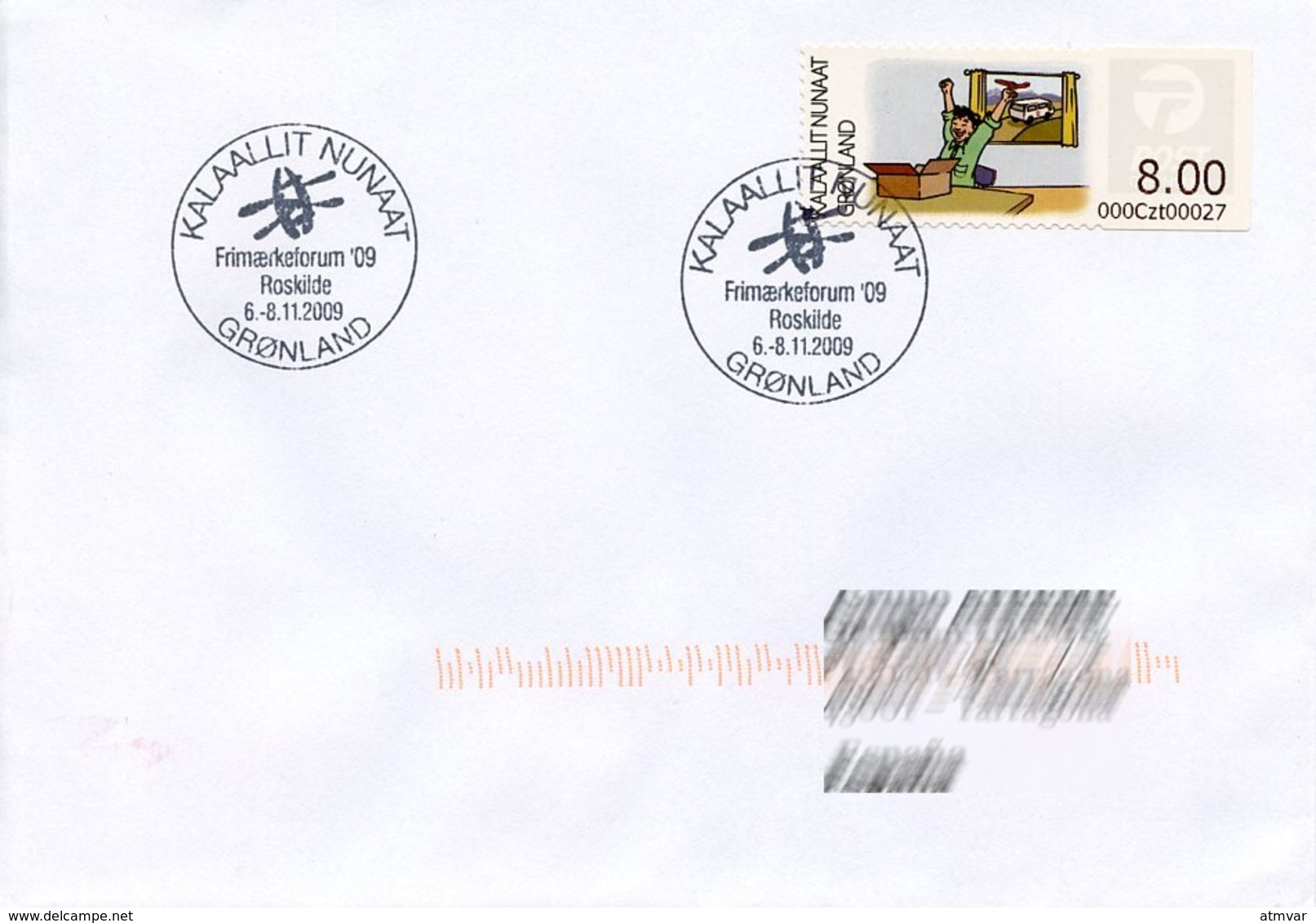 GREENLAND / GROENLAND (2009) - ATM - Receiving A Parcel, Post, Packet, Delivery, Van, Happy - Friemarkenforum Roskilde - Machine Stamps