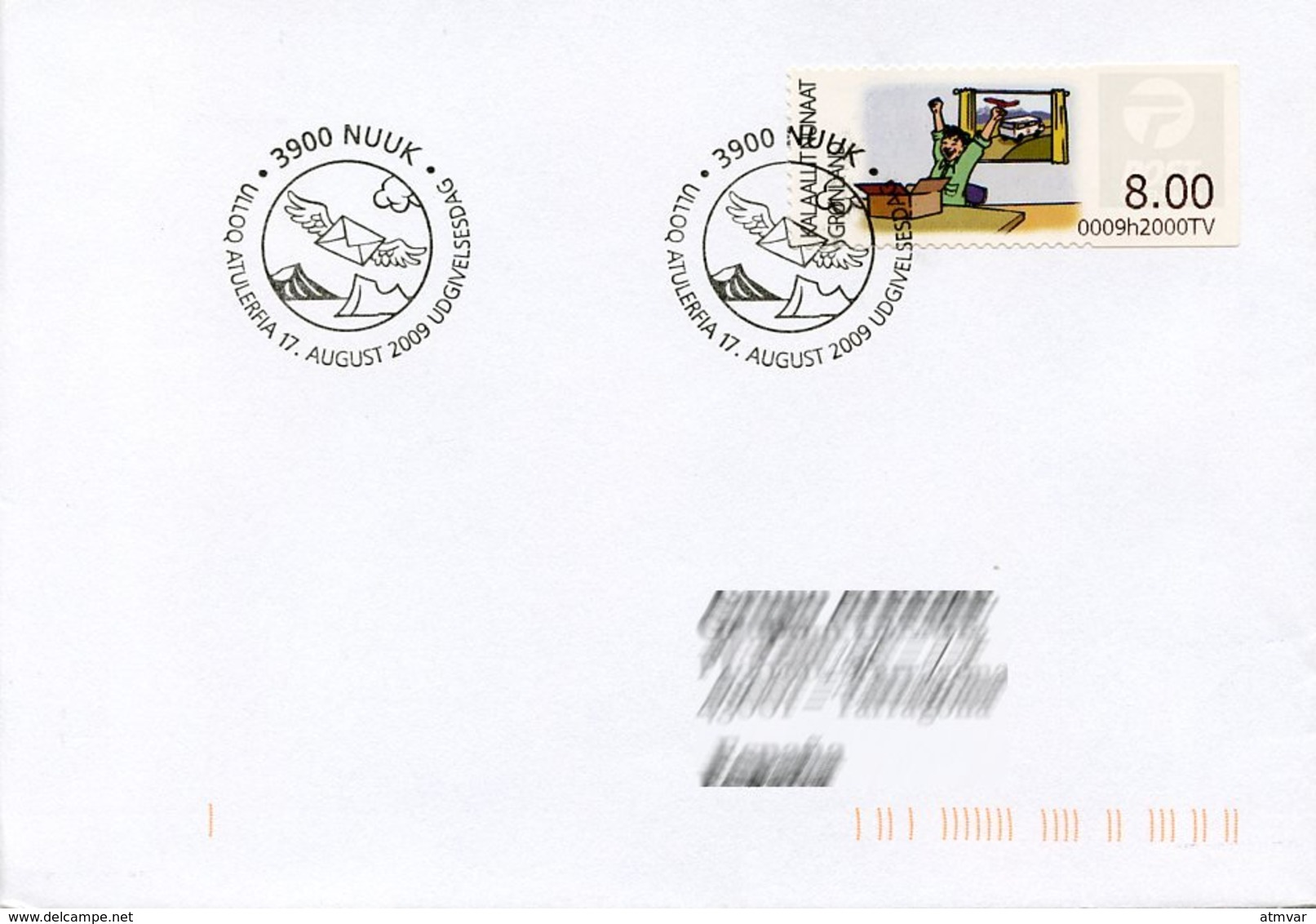 GREENLAND / GROENLAND (2009) - ATM - Receiving A Parcel, Post, Packet, Delivery, Van, Happy - First Day - Machine Stamps