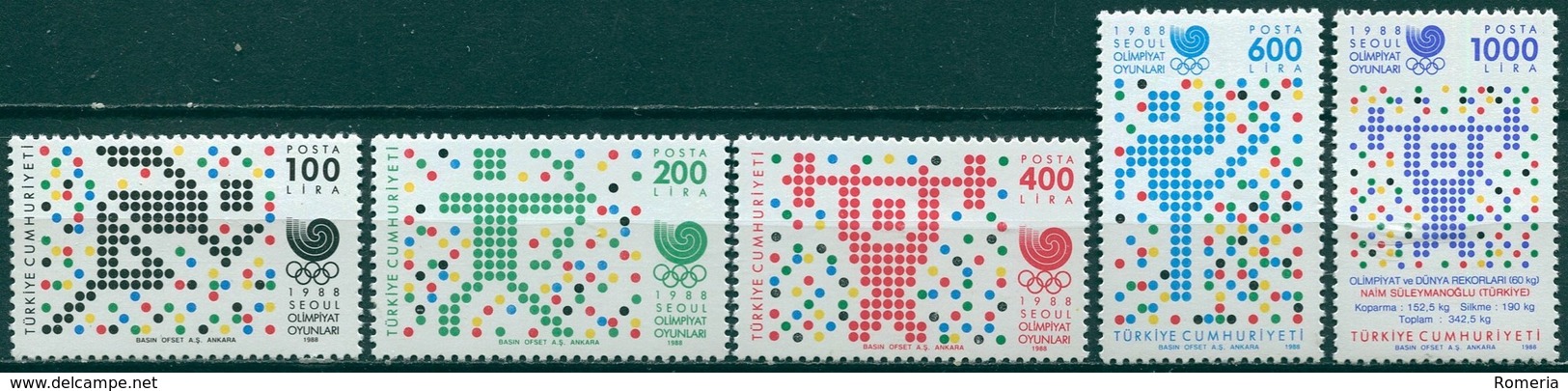 Turquie - 1988 - Yt 2573/2576 + 2577 - J.O. De Séoul + Médaille Turque - ** - Unused Stamps