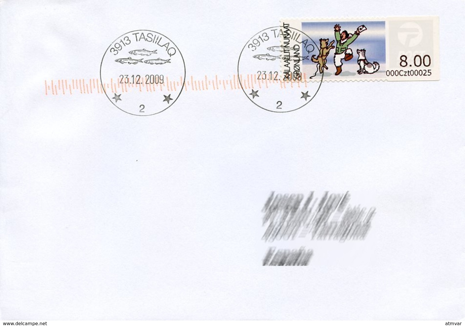 GREENLAND / GROENLAND (2009) - ATM - Receiving A Letter, Post, Dogs - Timbres De Distributeurs