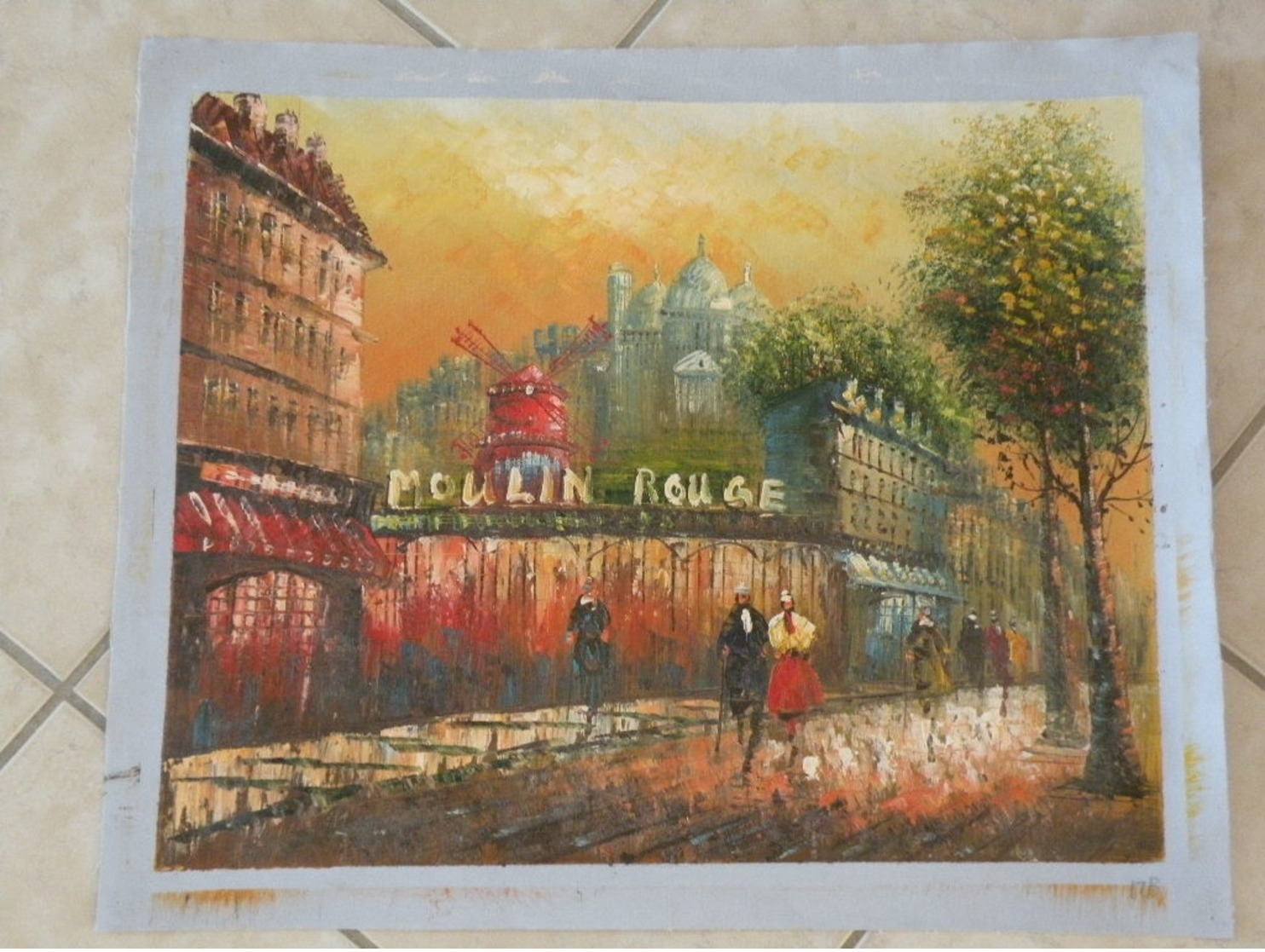 Le Moulin Rouge à Paris - Peinture à L'Huile Sur Toile 59cm X 49cm - Huiles